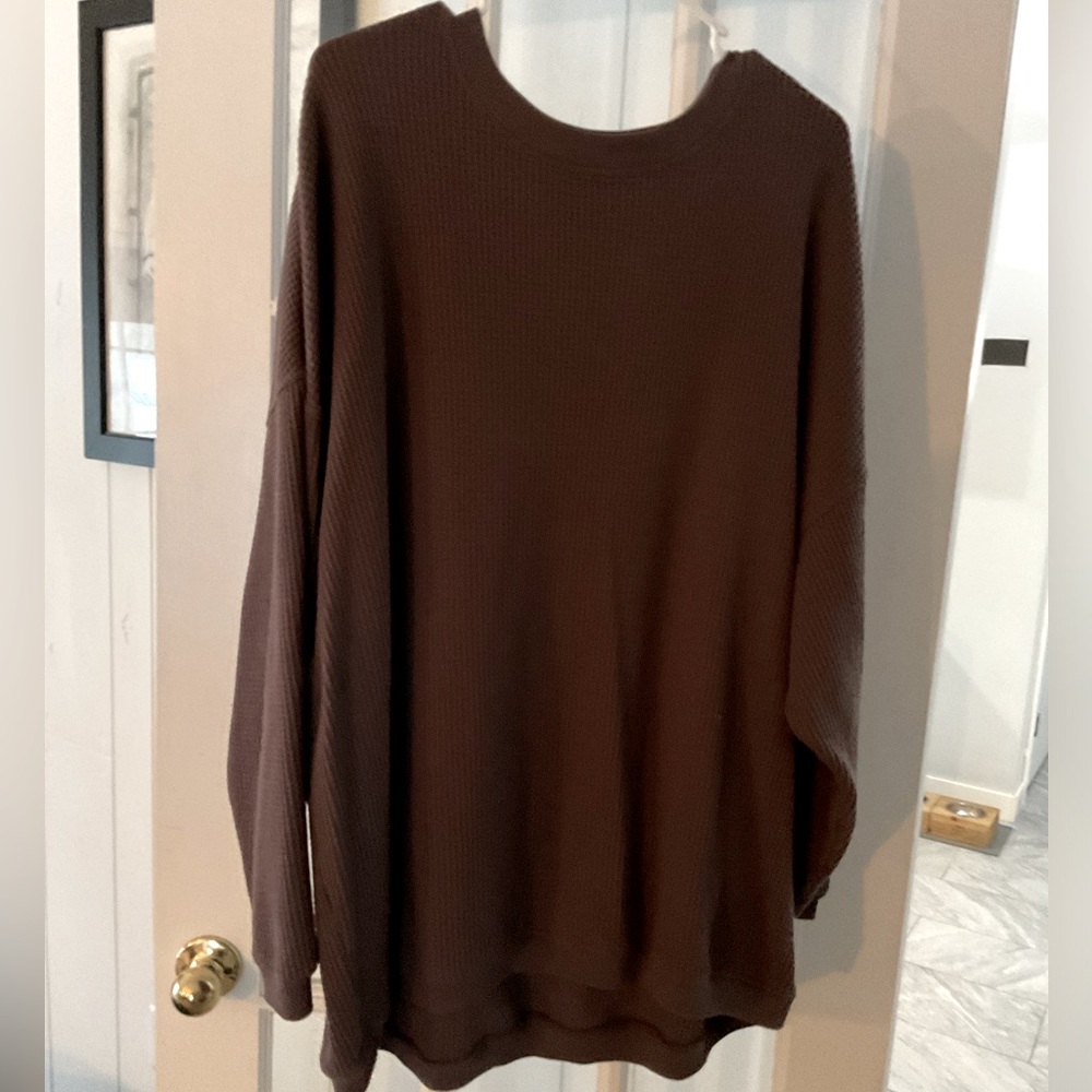 WOMENS XL THERMAL TOP…CHOCOLATE BROWN…AERIE